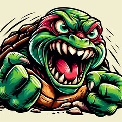 Illustration of a scary and ferocious turtle cartoon