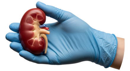 Hand Gently Holding A Human Kidney Clean Smooth Medical Anatomy PNG