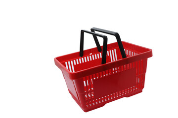 Fototapeta premium Empty supermarket shopping basket. Shopping basket, Shopping bag, isolated on white background 