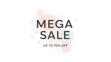 A promotional banner displaying a mega sale with up to seventy percent off in a modern minimalist design