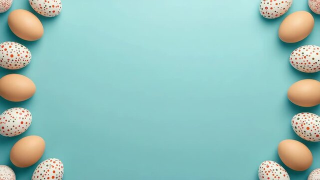 Easter egg decorated egg brown egg speckled egg turquoise background holiday decoration