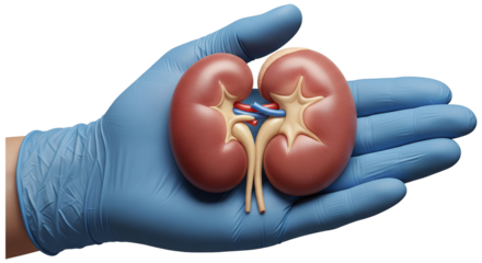 Hand Gently Holding A Pair Of Human Kidneys Clean Smooth Medical Anatomy PNG