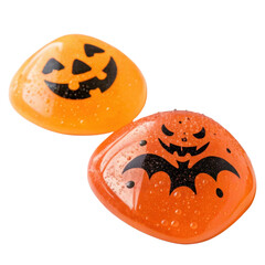 Creative Halloween slime drops with spooky designs and colorful accents on a white background