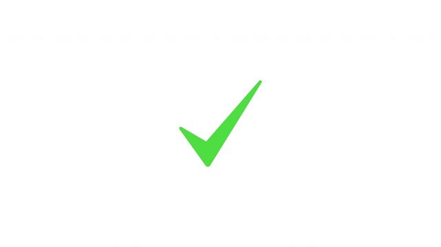 Animated white check mark icon. Isolated on a white background.