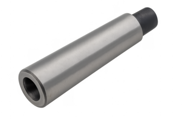 Stainless steel piston pin engine component on transparent background