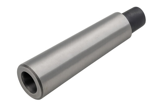 Stainless steel piston pin engine component on transparent background