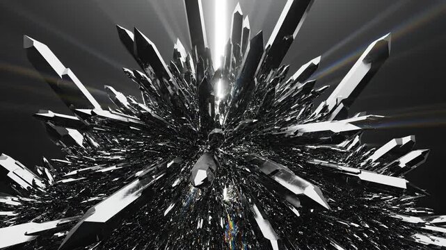 Exploding Crystal Structure with Radiant Light