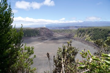 Lava flow landscape at Kilauea Volcano's crater site