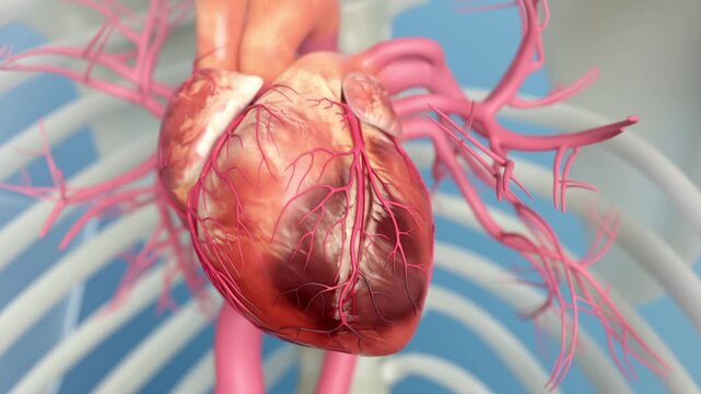 Blockage of the coronary arteries worsens myocardial ischemia, expands area of ​​cardiac necrosis, damage cardiovascular system, leads to coronary heart disease, myocardial infarction, heart attack.3D
