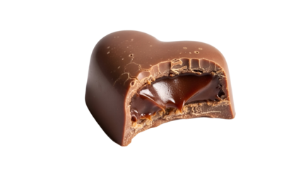 Chocolate Delight: Heart-shaped chocolate reveals a luscious filling, a delightful treat for the senses