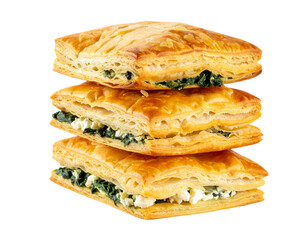 Spinach and Feta Puff Pastry Appetizer Stack, isolated on a transparent background&rdquo; 