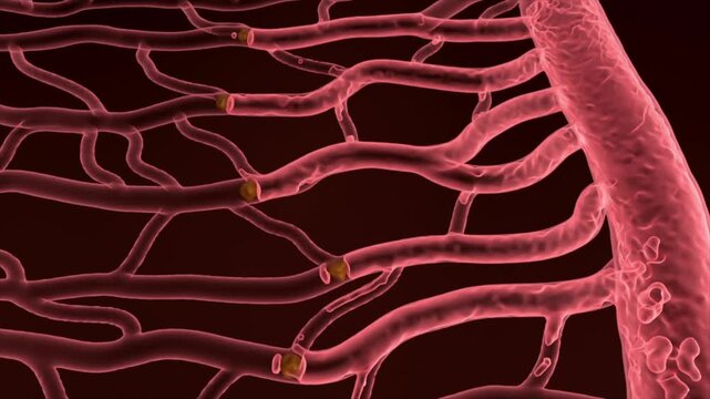 Blood clots blockage in blood vessels, preventing blood from reaching whole body, accumulation of atherosclerotic plaques, stroke, cerebral and myocardial infarction, vascular disease, 3D rendering.