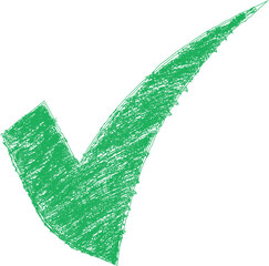 Green check mark icon hand drawn tick symbol