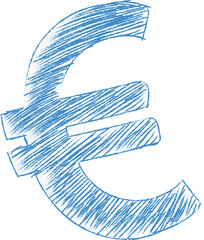 Hand drawn Euro currency symbol icon sketch