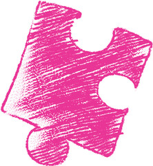 Pink puzzle piece icon hand drawn vector illustration