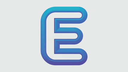 A 3D rendered bold letter E in a modern design style with blue gradient and white background