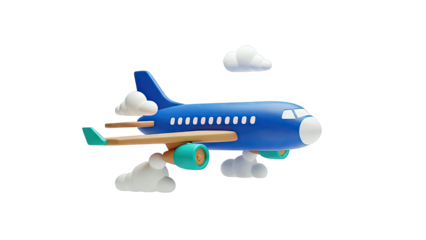 Blue Toy Airplane Flying Through Clouds