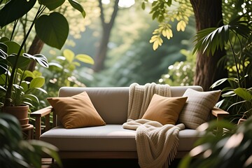 living room with sofa and plants
