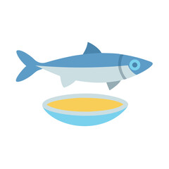 Fototapeta premium Stylized fish and bowl illustration against a white background