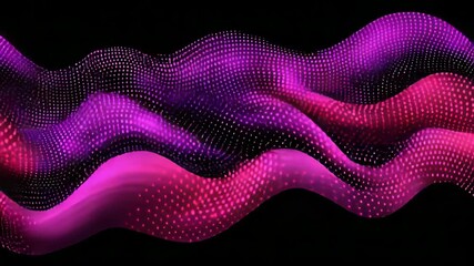 Abstract neon pink purple wave gradient with glowing dotted pattern evoking flowing motion - Powered by Adobe