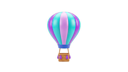 Colorful Hot Air Balloon with Wicker Basket