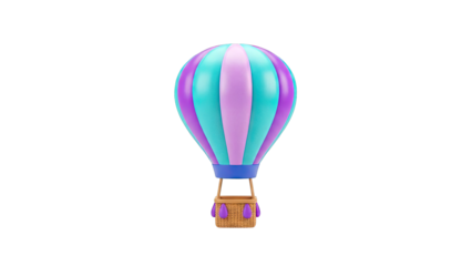 Colorful Hot Air Balloon with Wicker Basket