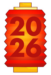Chinese New Year lantern with 2026 text for Year of the Horse celebration.