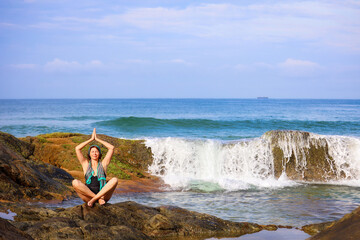 Serene Yoga Session by the Coastal Waves