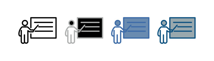 
teacher icon set multiple style collection with design of teacher teaching