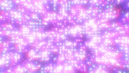 Soft luminous abstract background filled with bright pink, purple, and white glowing dots creating a dreamy digital atmosphere