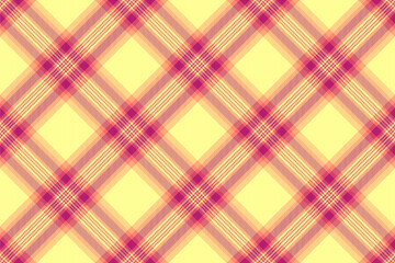 Trend tartan texture textile, scotland fabric check plaid. Creativity pattern seamless vector background in yellow and pink colors.