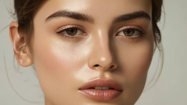 Portrait woman face close up skin makeup young woman close up portrait with glowing skin