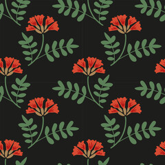 Seamless African tulip tree decorative pattern