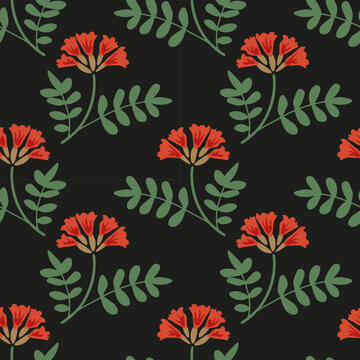 Seamless African tulip tree decorative pattern