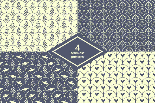 Seamless vector decorative patterns set