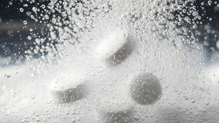 Water droplets on a foggy surface with blurred background