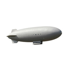 Large silver airship with passenger deck