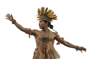 Indigenous dancer with colorful headdress