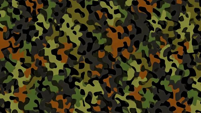 Military pattern background video, military fabric texture, 