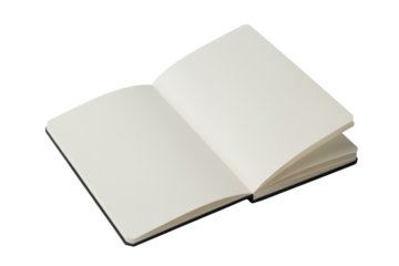 Open blank notebook on dark surface