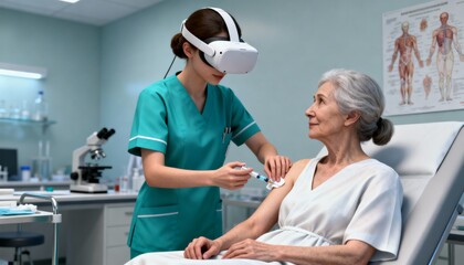 Obraz premium AI Powered Virtual Reality Elderly Care and Patient Interaction