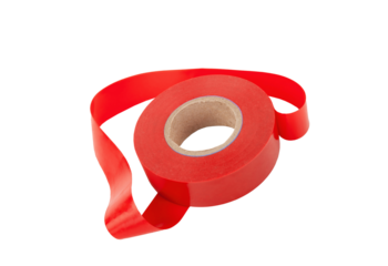 Vibrant Red Electrical Insulating Tape Roll Isolated on Transparent Background for Versatile Use