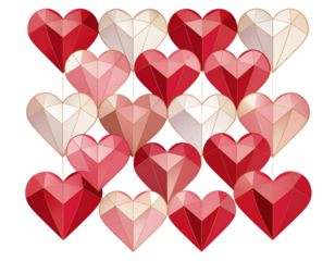 Colorful hearts illustration isolated on transparent background isolated on transparent background
