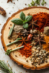 AI Image Of A Bunch Of Different Spices And Ingredients For Cooking On A Plate