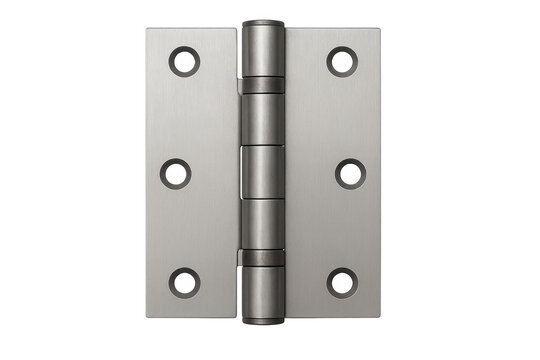 Metal butt door hinge on transparent background