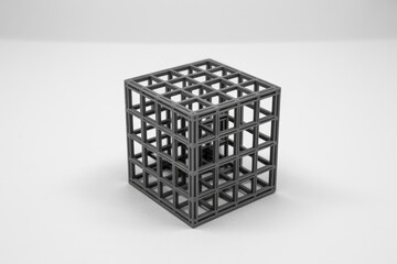 Wireframe Cube on White