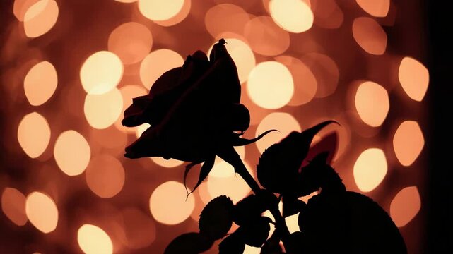 Silhouette rose bokeh warm lights romance flower light rose silhouette bokeh flower romance