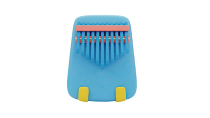 Blue Kalimba Thumb Piano with Pink and Yellow Accents