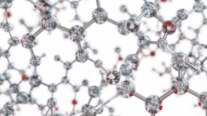 Molecules Floating in Space, Interconnected Molecular Structure on White Background