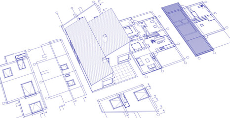 Fototapeta premium house architecture plan 3d illustration 